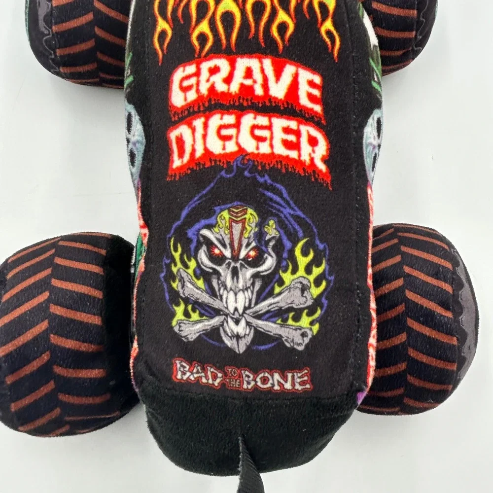 Monster Jam Grave Digger Plush Truck Flame Skull EUC 14 x 11 x 6 Inch
